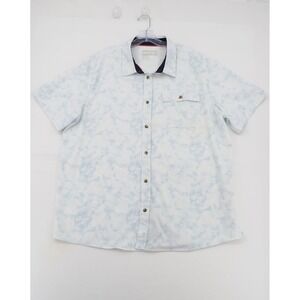 Avalanche Outdoor Supply Men XL Blue Marble Print Short Sleeve Button Down Shirt